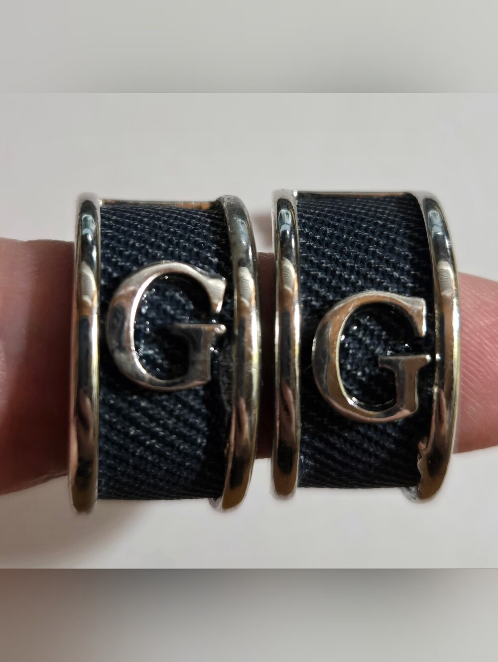 Guess Silver-Tone Denim G Logo Earrings